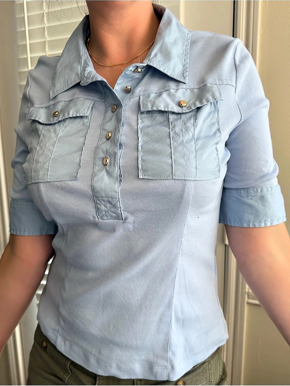 Blue Short Sleeve Utility Shirt Like New